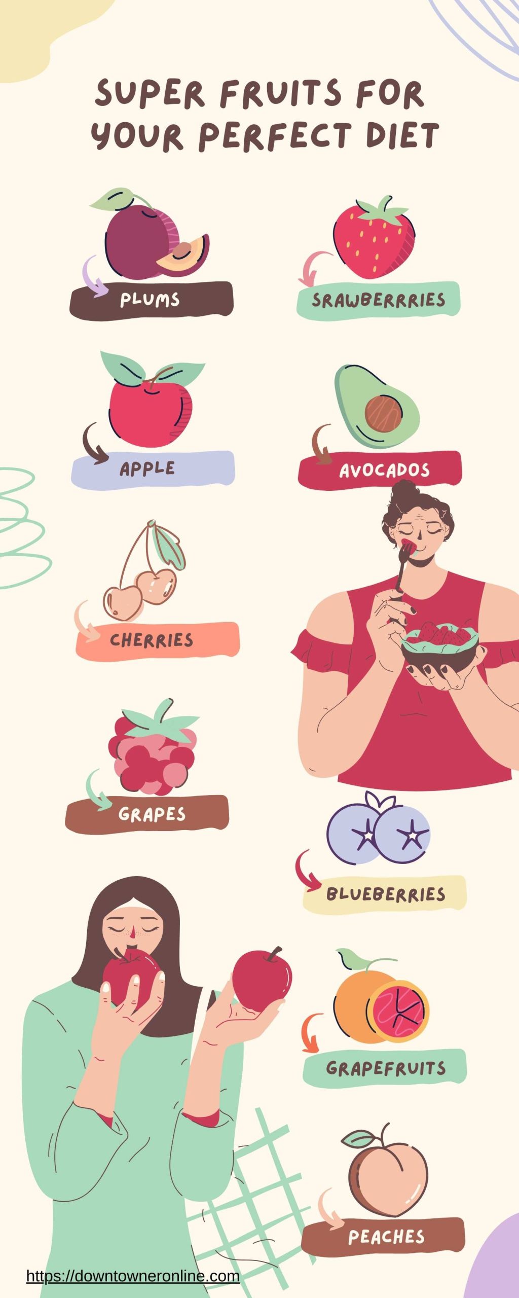 Cream Colorful Pastel Super Fruits To Add To Your Diet Illustration List - Infographics